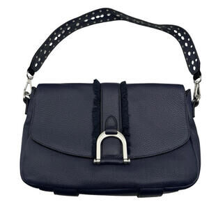 Sam Edelman Petra Leather Silver Rivet Shoulder Bag Blue